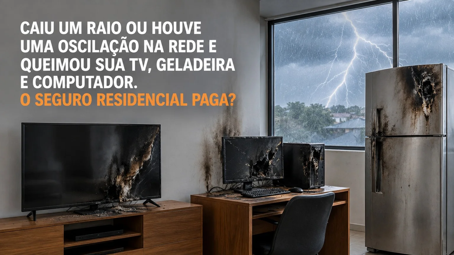 CAIU UM RAIO OU HOUVE UMA OSCILAÇÃO NA REDE E QUEIMOU SUA TV, GELADEIRA E COMPUTADOR. O SEGURO RESIDENCIAL PAGA?